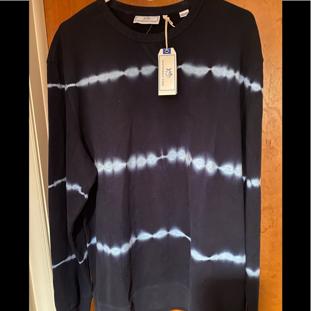 Southern Tide Men’s Tie-Dye Striped Crew Neck Pullover Sweatshirt